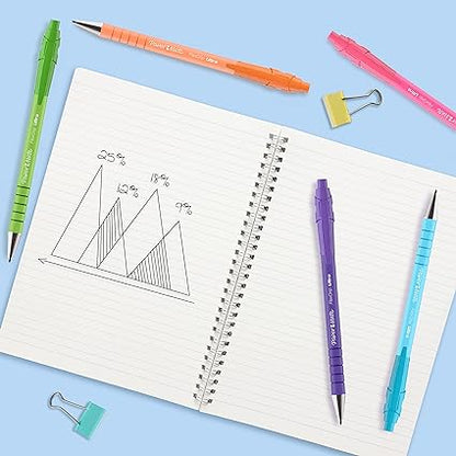 paper mate pens with a notebook and diagram drawings