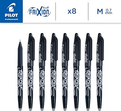 8 black Pilot Frixion pens