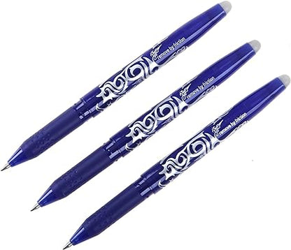 3 blue Pilot Frixion pens