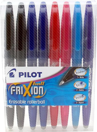 2 black, 2 Red, 1 Violet, 1 Light Blue, and 2 blue Pilot Frixion Pen set