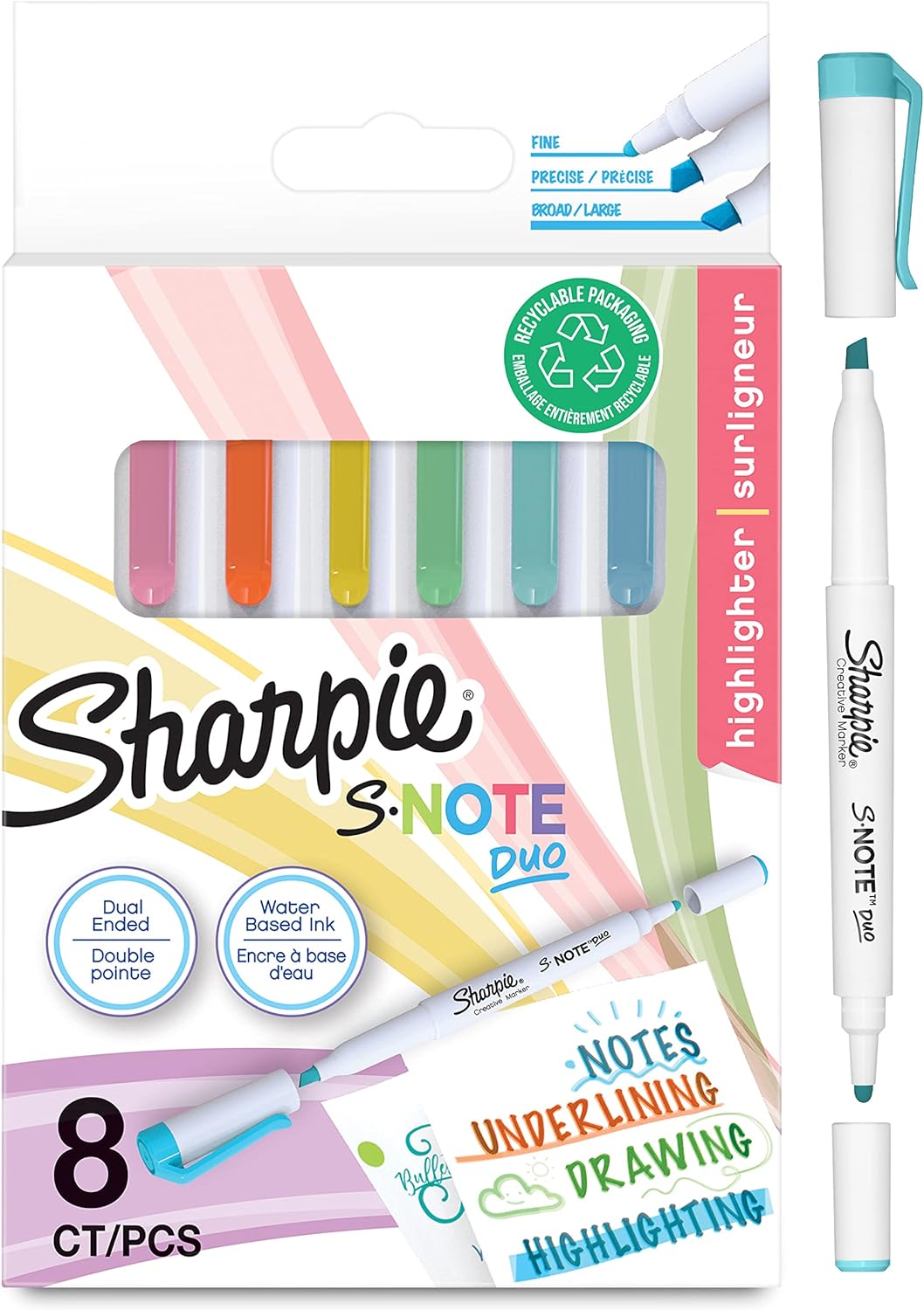 sharpie s-note duo 8 colours pack